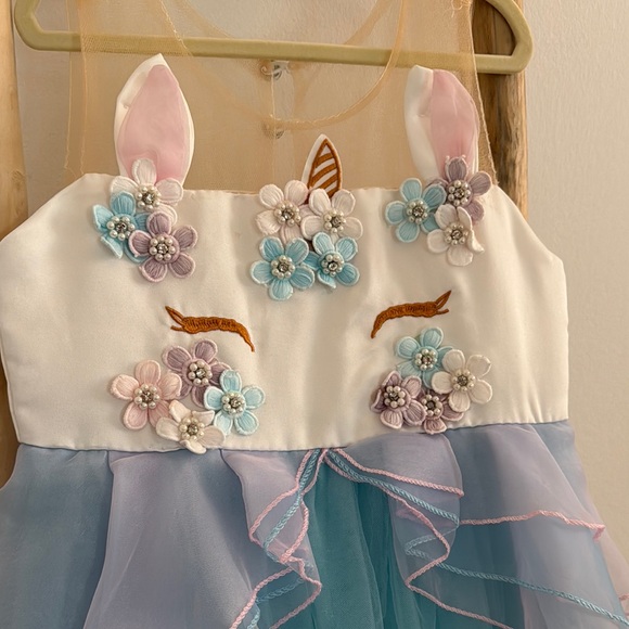 Unicorn Dress with Blue Tulle Skirt - Picture 2 of 6